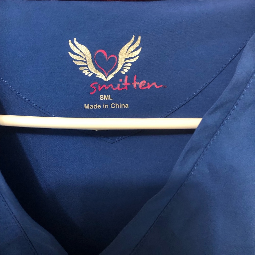 Womens royal blue medical scrubs/uniform.